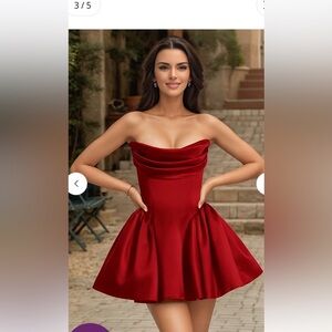 Elegant Red Strapless Dress